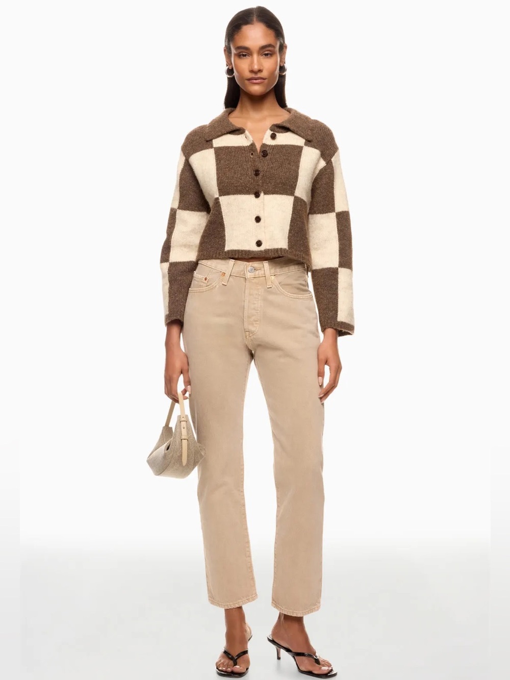 Moon River Collared Checkered Sweater